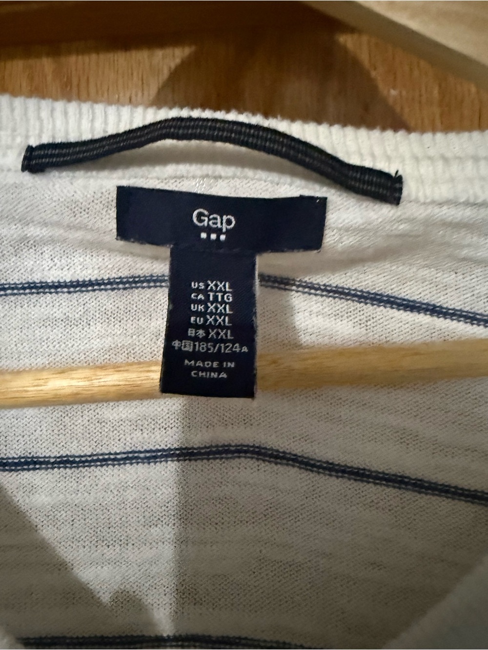 GAP Men’s Cream Crewneck Sweater with Navy Stripes